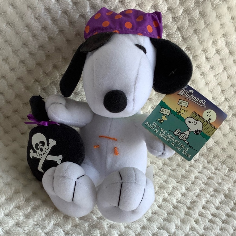 Whitmans Peanuts Plush Snoopy Dog in Pirate Costume Stuffed Animal w Tags